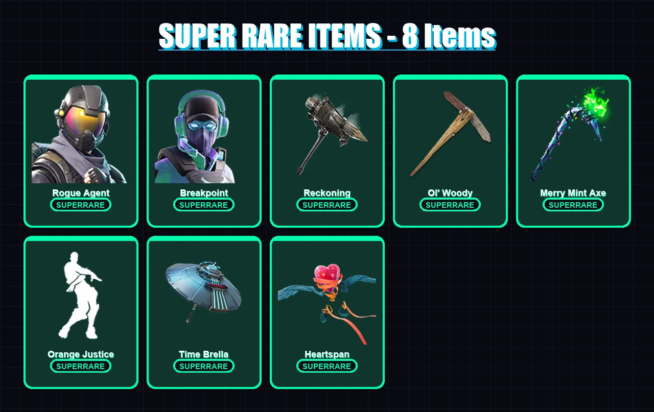 [PC/XBOX] | Rogue Agent | Breakpoint | The Visitor | Ultima Knight | Sentinel | 82 skin | 113 pickaxe | 104 emote | 113 glider | Lv1688