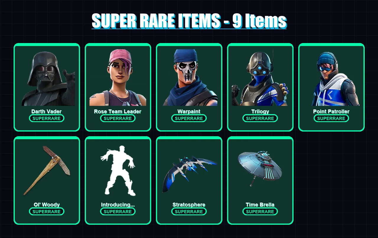[PS4/PS5/XBOX/PC] | Darth Vader | Rose Team Leader | Warpaint | Trilogy | Point Patroller | 246 skin | 262 pickaxe | 271 emote | 211 glider | Lv3025