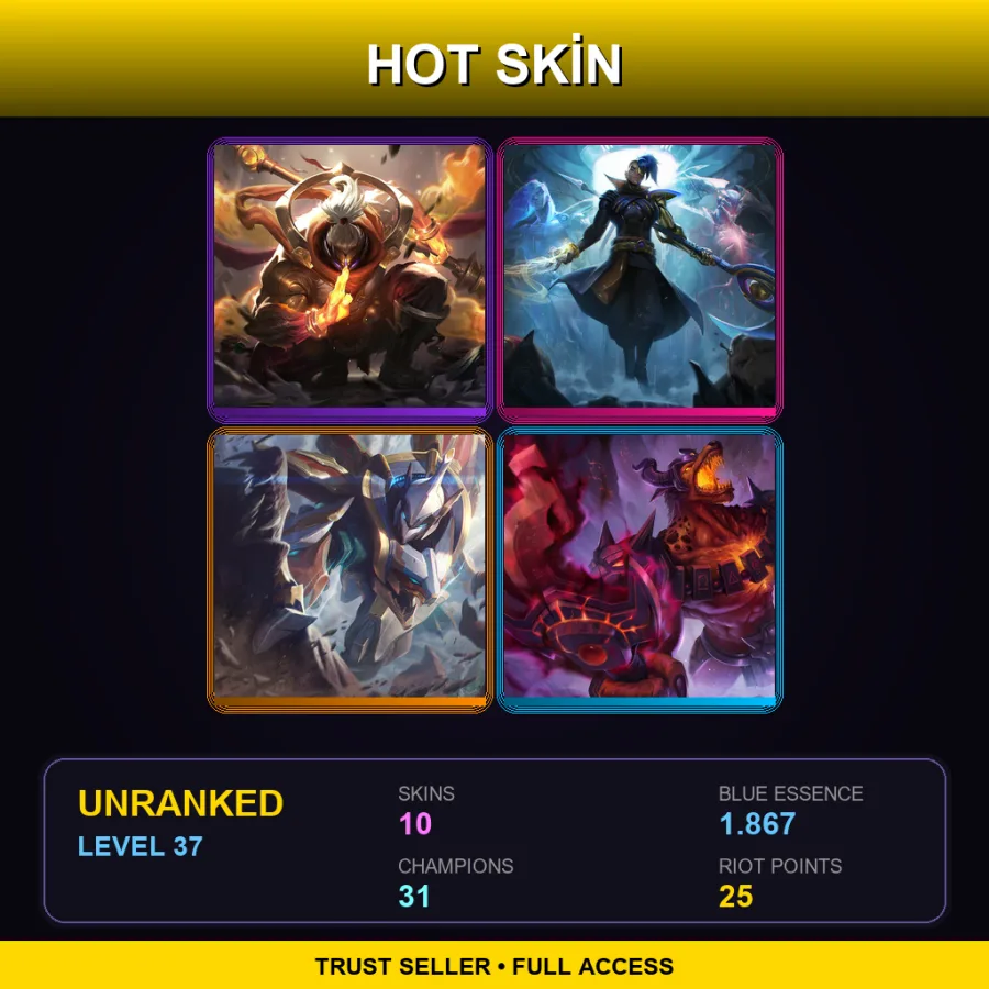 NA | Lv37 | Unranked | 10 Skin | 31 Champ