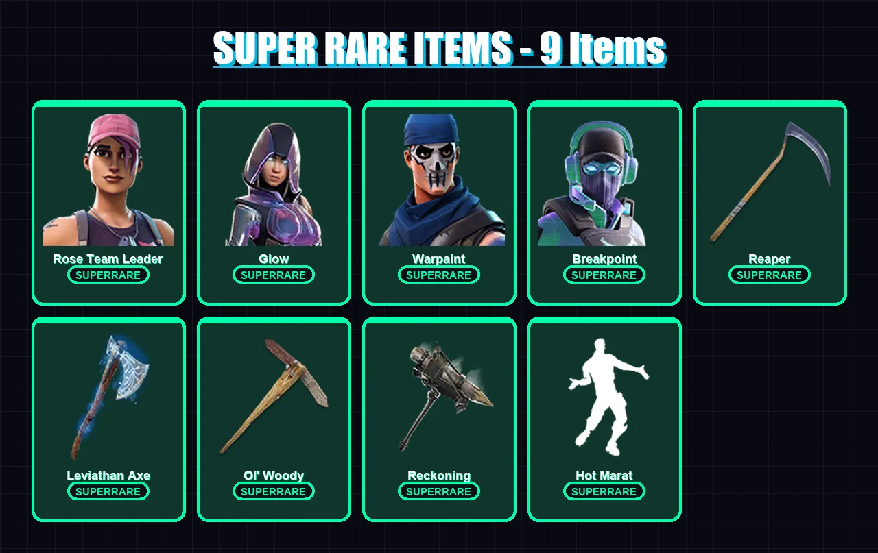 [PC/PSN] | Rose Team Leader | Glow | Warpaint | Breakpoint | Zeus | 91 skin | 129 pickaxe | 103 emote | 102 glider | Lv1683