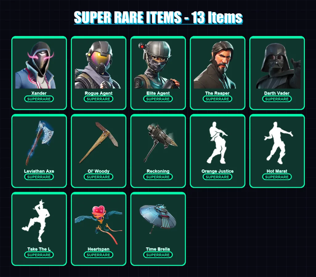 [PC/PSN] | Xander | Rogue Agent | Elite Agent | The Reaper | Darth Vader | 188 skin | 164 pickaxe | 138 emote | 154 glider | Lv2860