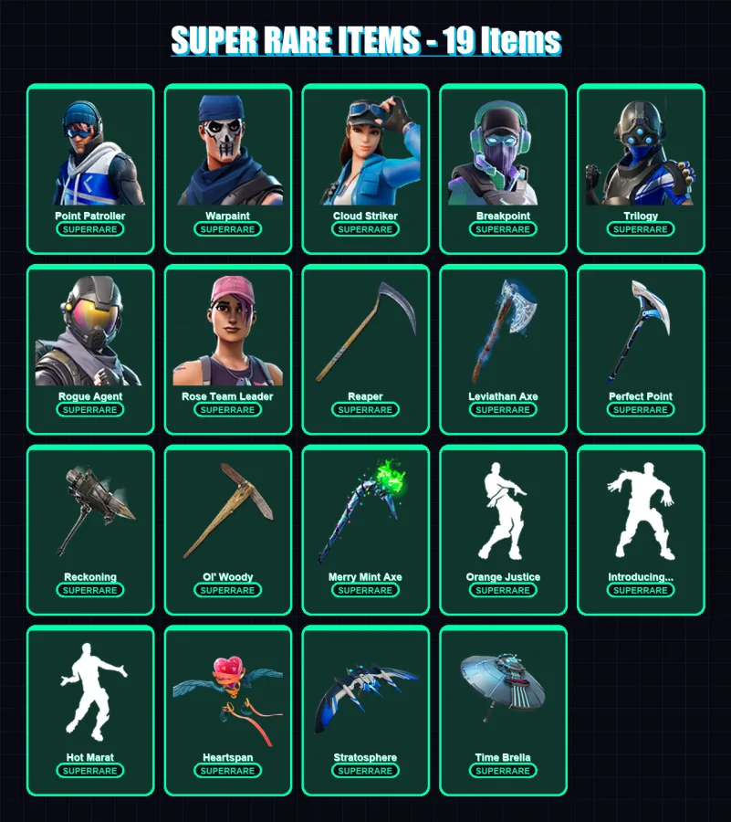 [PC/XBOX] | Point Patroller | Warpaint | Cloud Striker | Breakpoint | Trilogy | 239 skin | 237 pickaxe | 214 emote | 208 glider | Lv2732