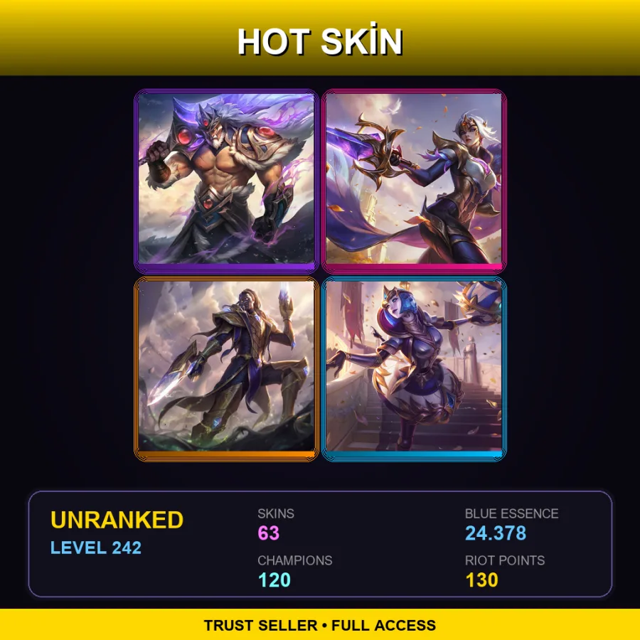 RU | Lv242 | Unranked | 63 Skin | 120 Champ — LoL account