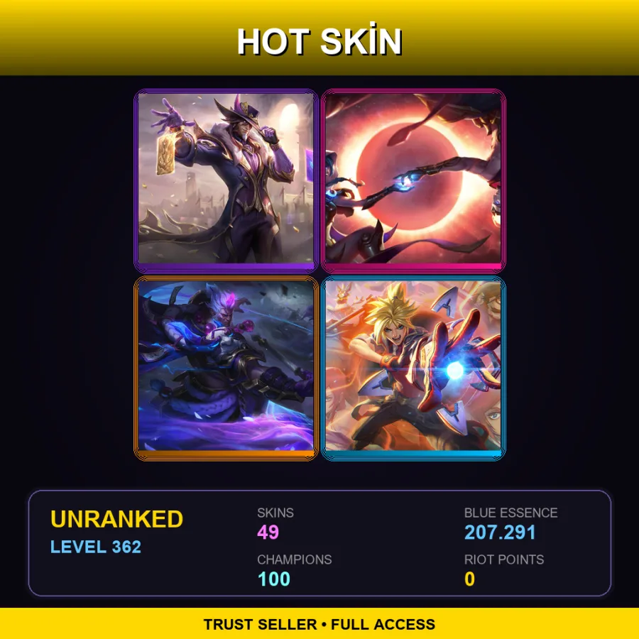 LAN | Lv362 | Unranked | 49 Skin | 100 Champ — LoL account