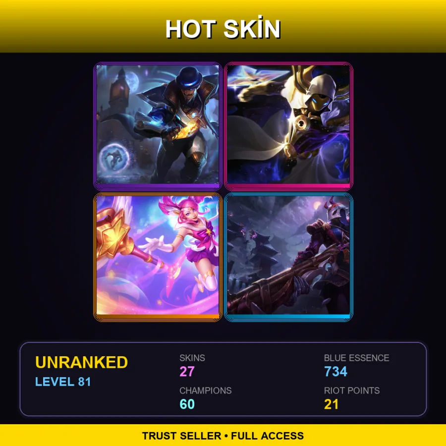 EUW | Lv81 | Unranked | 27 Skin | 60 Champ — Unranked / Smurf League of Legends