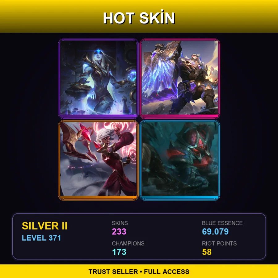 EUNE | Cosmic Queen Ashe | Victorious Braum | Conqueror Karma | Conqueror Nautilus | 233 Skin | 173 Champ | Silver II | Lv371