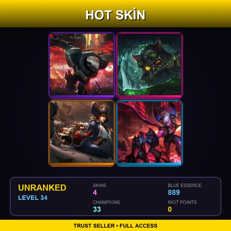 TR | Lv34 | Unranked | 4 Skin | 33 Champ