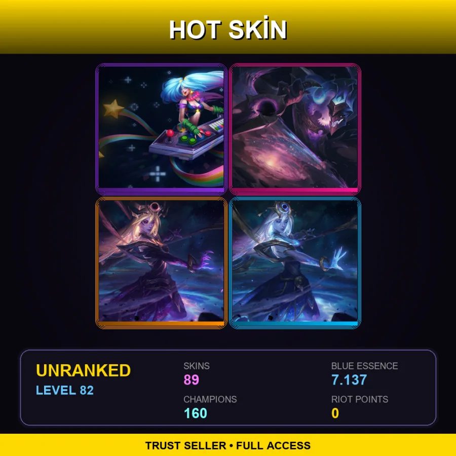 SG | Lv82 | Unranked | 89 Skin | 160 Champ — LoL account