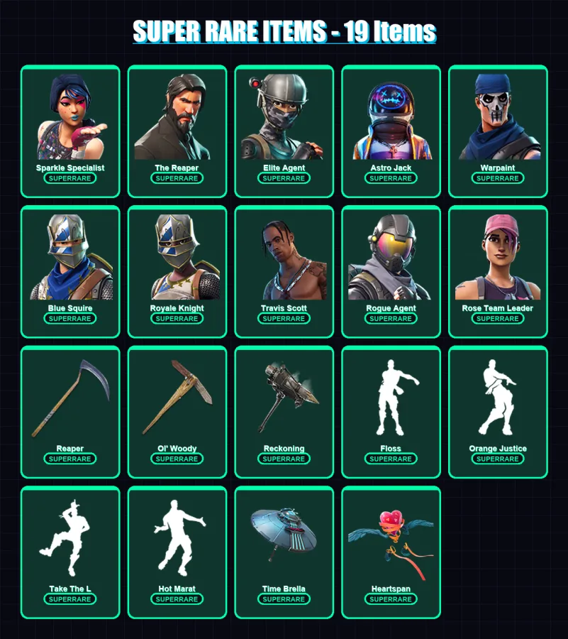 [PC/PSN] | Sparkle Specialist | The Reaper | Elite Agent | Astro Jack | Warpaint | 185 skin | 173 pickaxe | 151 emote | 147 glider | Lv2291