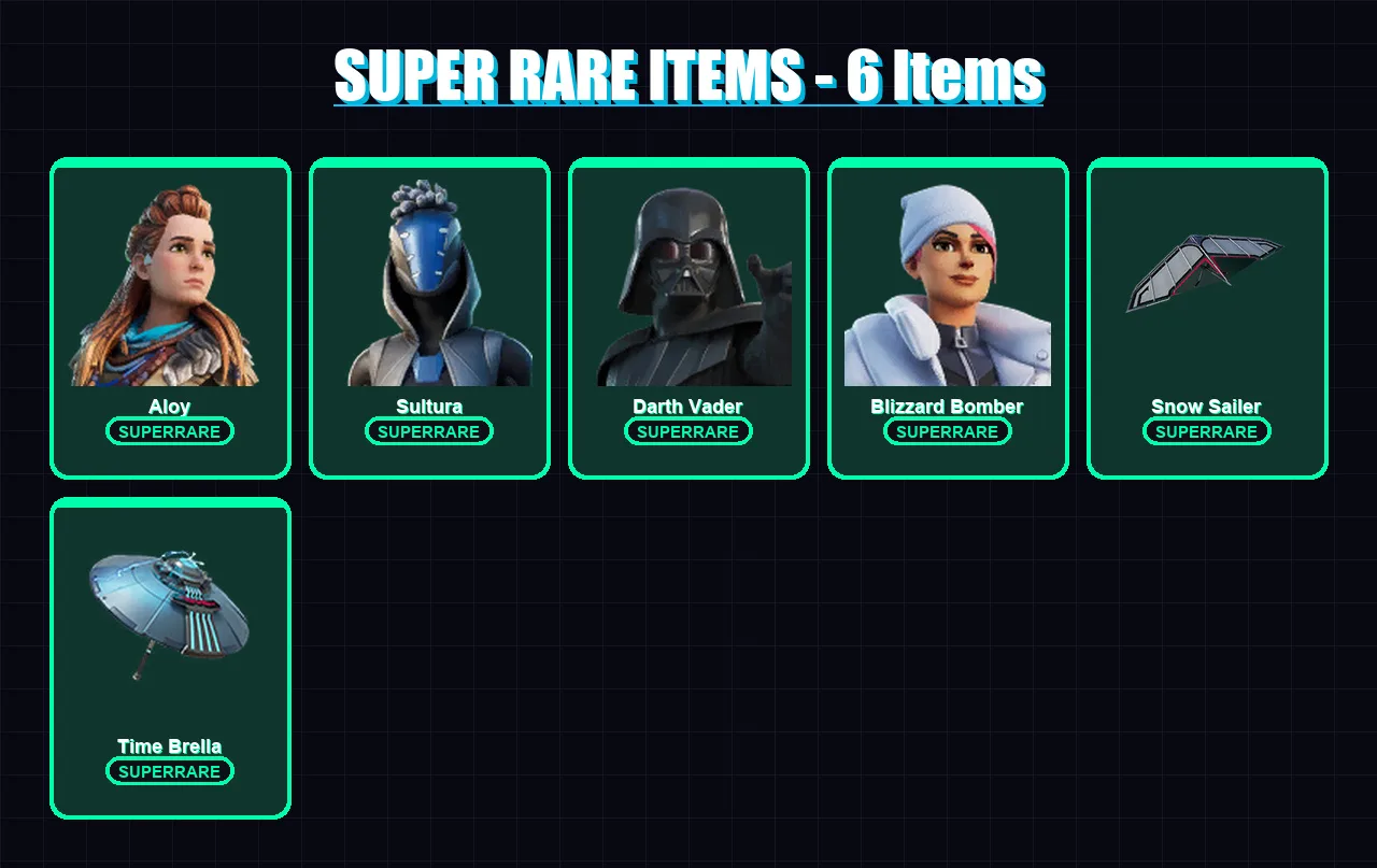 [PS4/PS5/XBOX/PC] | Aloy | Sultura | Darth Vader | Blizzard Bomber | Peter Griffin | 143 skin | 179 pickaxe | 127 emote | 140 glider | Lv1995
