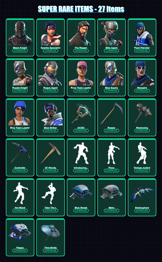 [PS4/PS5/XBOX/PC] | Black Knight | Sparkle Specialist | The Reaper | 186 skin | Lv1779