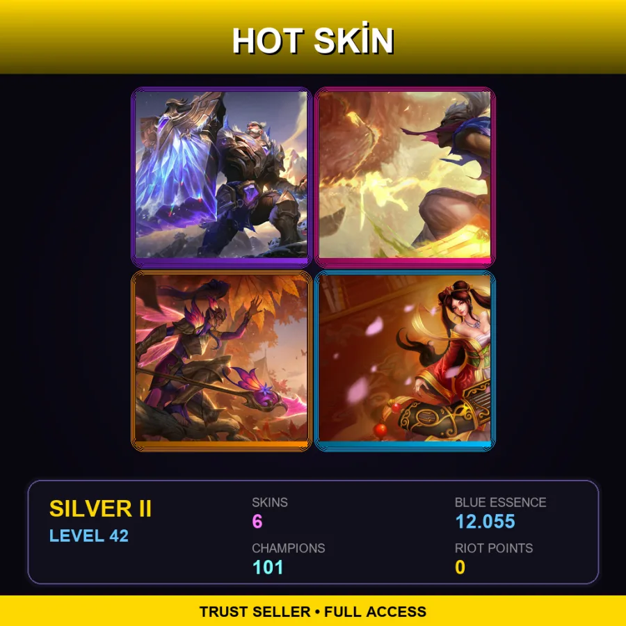 EUW | Lv42 | Silver II | 6 Skin | 101 Champ