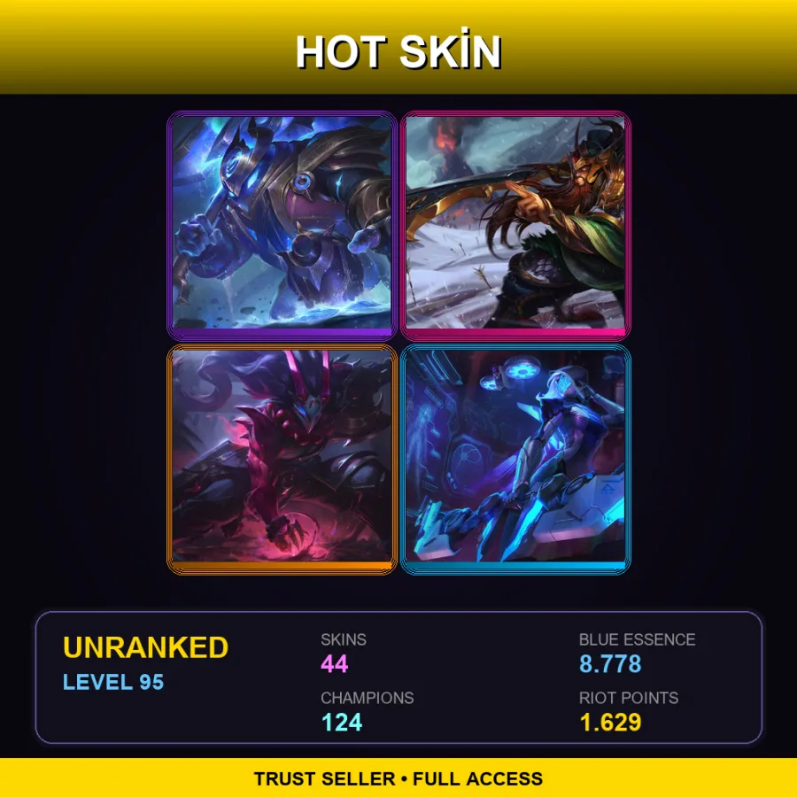 EUW | Lv95 | Unranked | 44 Skin | 124 Champ — LoL account