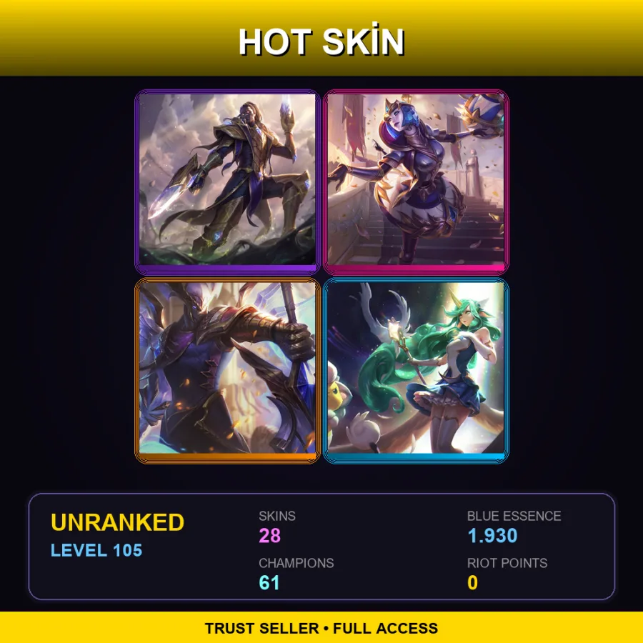 LAN | Lv105 | Unranked | 28 Skin | 61 Champ