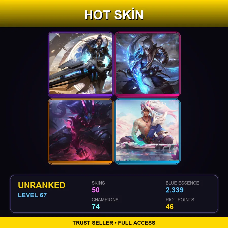 EUW | Lv67 | Unranked | 50 Skin | 74 Champ — Battle Queen Qiyana