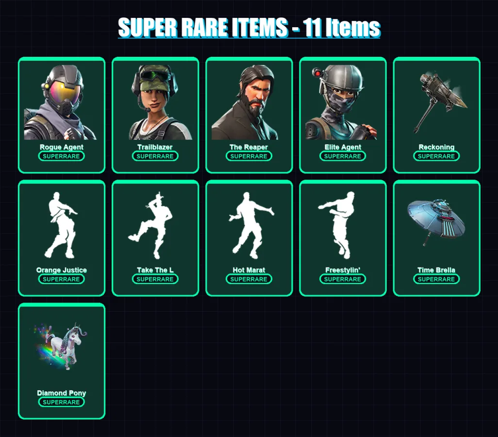 [SWITCH/XBOX/PC] | Rogue Agent | Trailblazer | The Reaper | Elite Agent | The Visitor | 55 skin | 88 pickaxe | 67 emote | 75 glider | Lv969