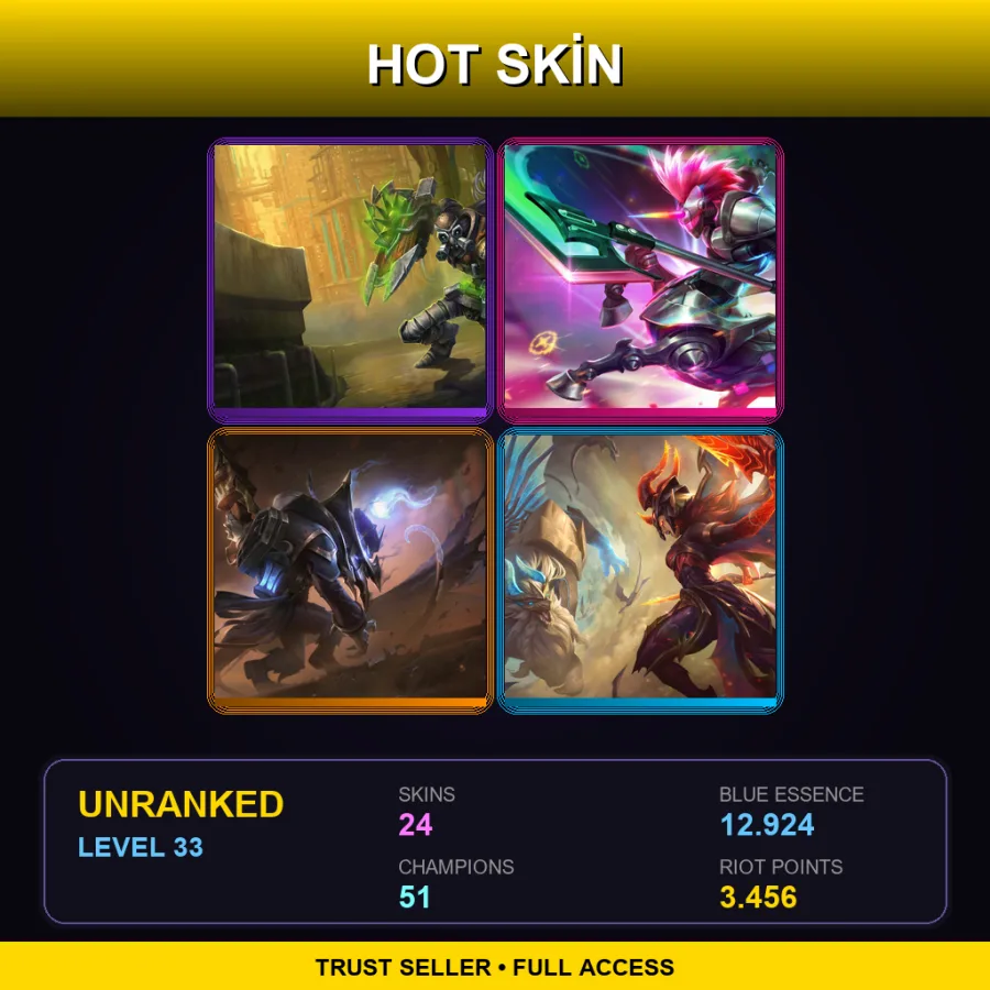 NA | Lv33 | Unranked | 24 Skin | 51 Champ