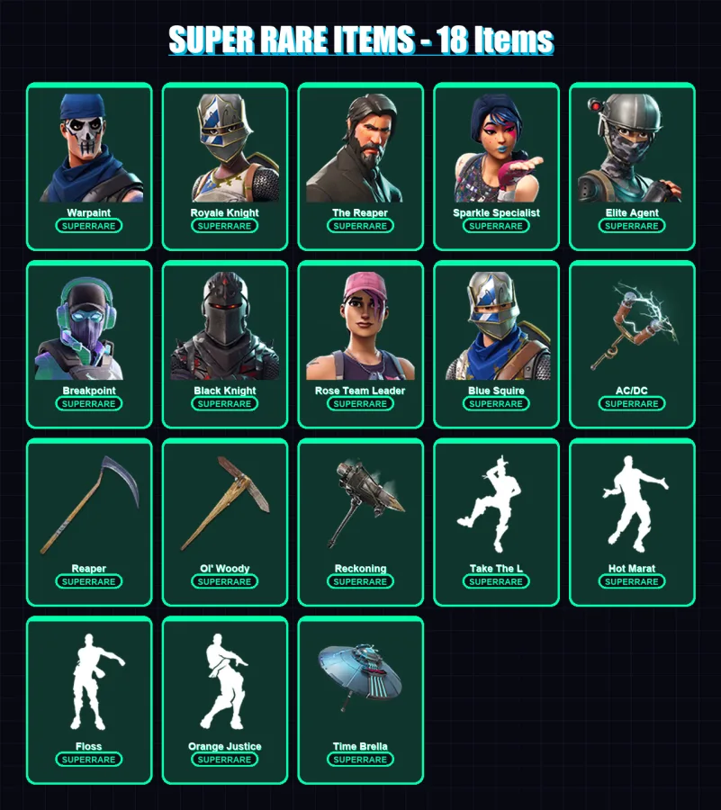 [PC/PSN] | Warpaint | Royale Knight | The Reaper | Sparkle Specialist | Elite Agent | 110 skin | 114 pickaxe | 146 emote | 113 glider | Lv1678