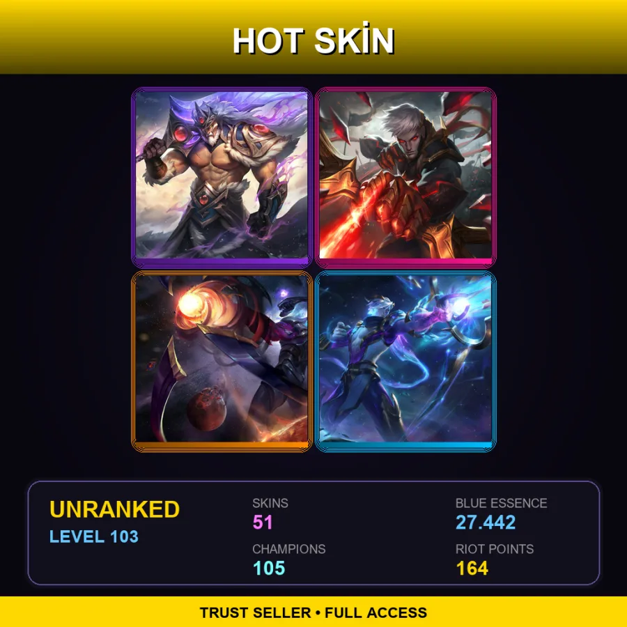 EUW | Lv103 | Unranked | 51 Skin | 105 Champ — LoL account