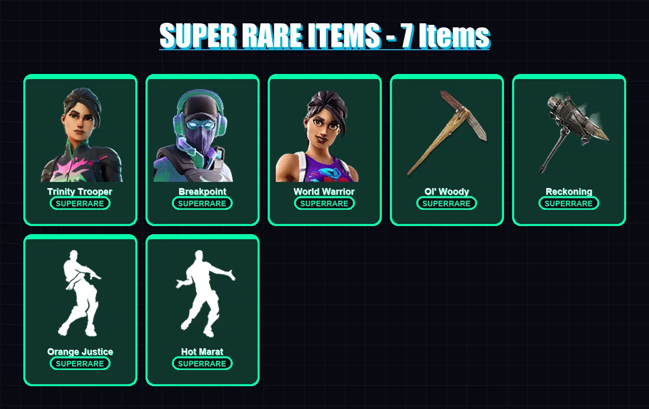 [PC/XBOX/PSN] | Trinity Trooper | Breakpoint | World Warrior | Raz | Enforcer | 106 skin | 116 pickaxe | 114 emote | 107 glider | Lv1319