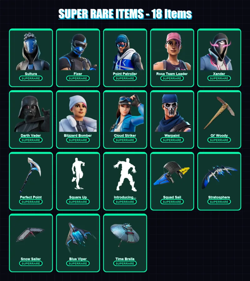 [SWITCH/PC] | Sultura | Fixer | Point Patroller | Rose Team Leader | Xander | 278 skin | 330 pickaxe | 214 emote | 238 glider | Lv3677