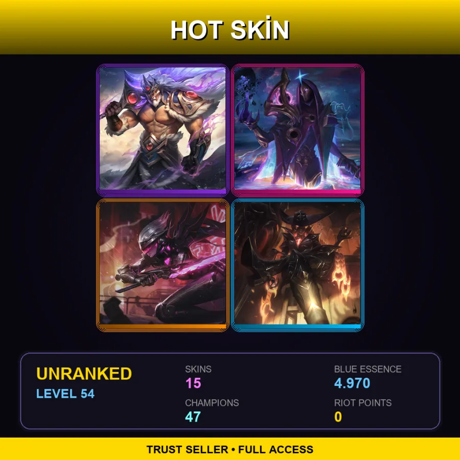 LAN | Lv54 | Unranked | 15 Skin | 47 Champ