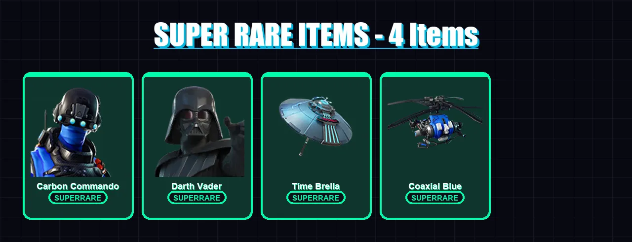 [PC] | Carbon Commando | Darth Vader | The Ageless | The Imagined | Joey | 88 skin | 100 pickaxe | 92 emote | 103 glider | Lv1789