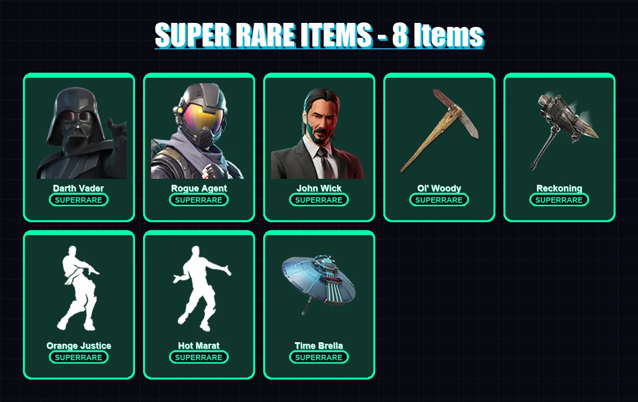 [PC] | Darth Vader | Rogue Agent | John Wick | Frozen Red Knight | Rex | 277 skin | 256 pickaxe | 197 emote | 184 glider | Lv2306