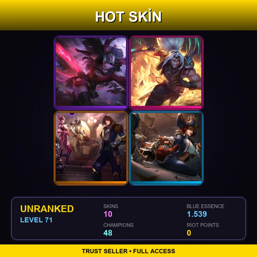 EUW | Lv71 | Unranked | 10 Skin | 48 Champ