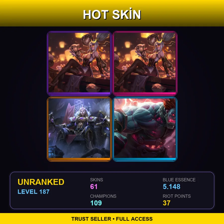 TR | Lv187 | Unranked | 61 Skin | 109 Champ
