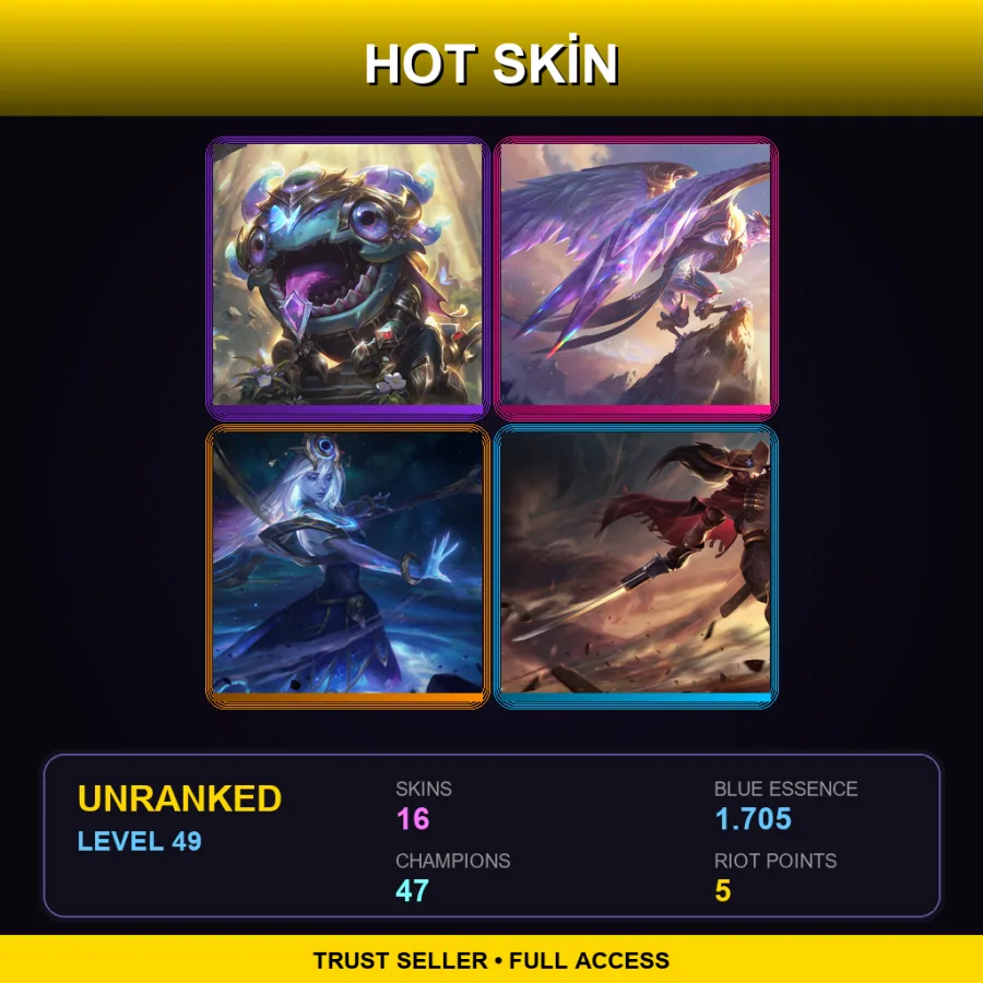 EUNE | Lv49 | Unranked | 16 Skin | 47 Champ — Sentinel Vayne