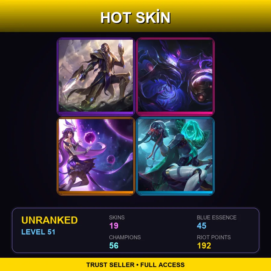 NA | Lv51 | Unranked | 19 Skin | 56 Champ