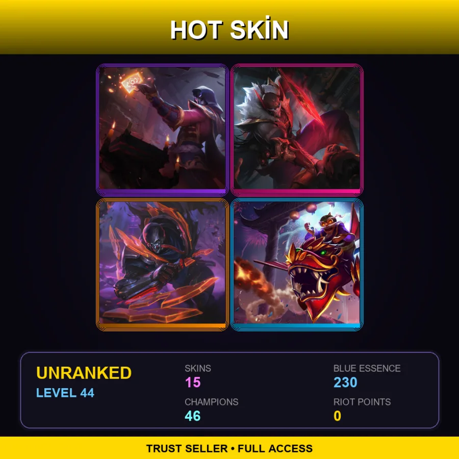 LAN | Lv44 | Unranked | 15 Skin | 46 Champ — Woad King Darius