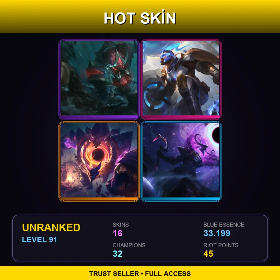 LAS | Lv91 | Unranked | 16 Skin | 32 Champ — Unranked / Smurf League of Legends