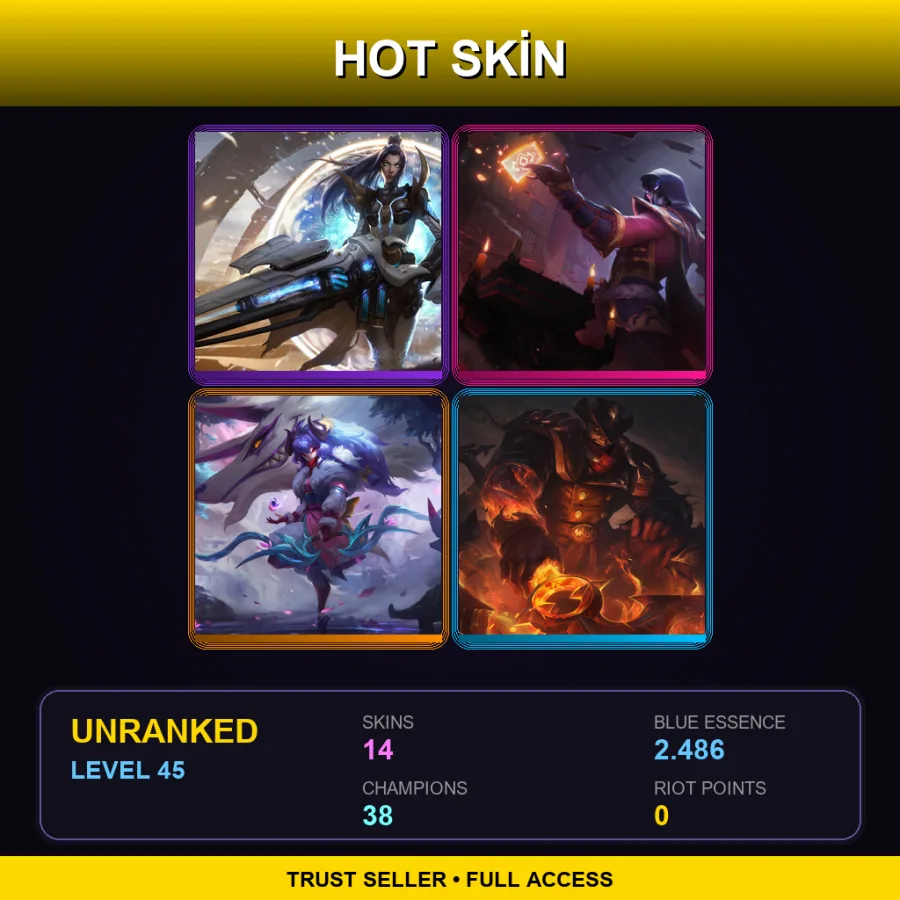 VN | Lv45 | Unranked | 14 Skin | 38 Champ — LoL account