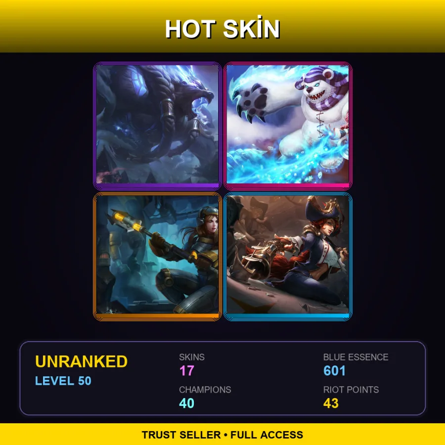 BR | Lv50 | Unranked | 17 Skin | 40 Champ — LoL account