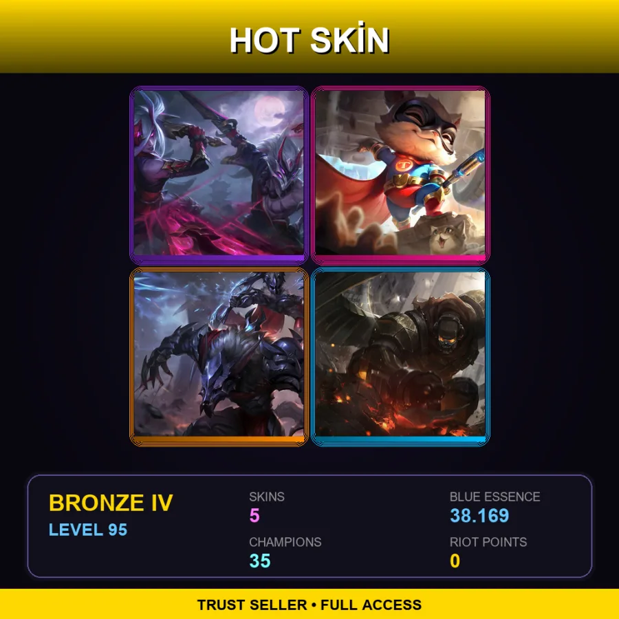 LAN | Lv95 | Bronze IV | 5 Skin | 35 Champ