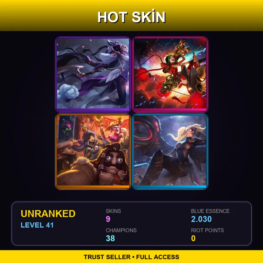 EUW | Lv41 | Unranked | 9 Skin | 38 Champ