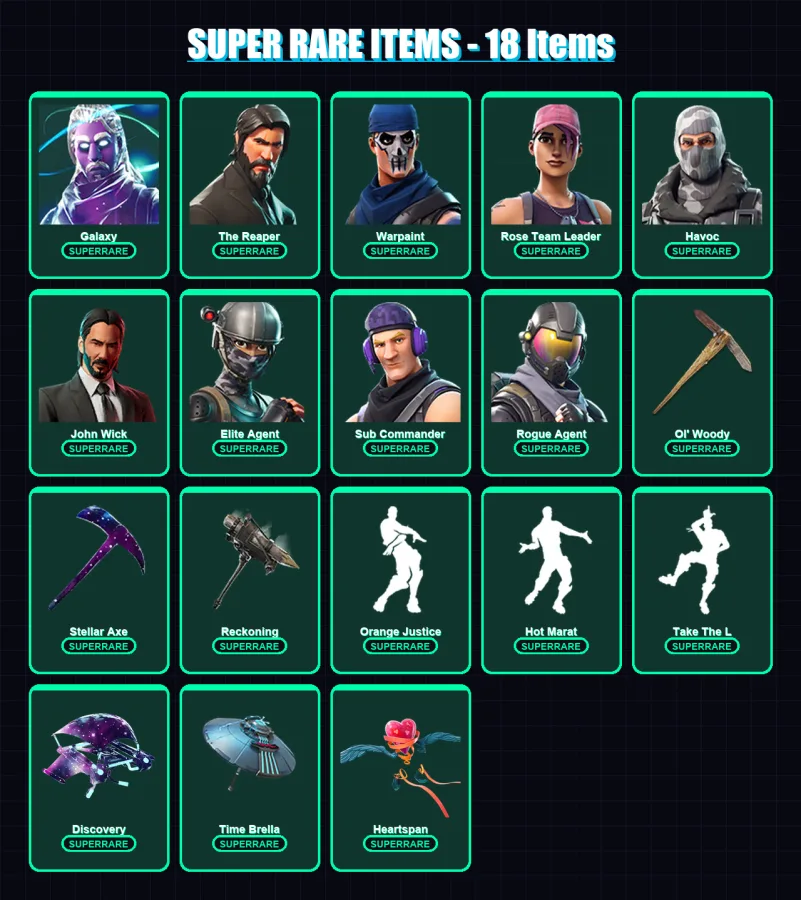 [PC/PSN] | Galaxy | The Reaper | Warpaint | Rose Team Leader | Havoc | 111 skin | 56 pickaxe | 80 emote | 68 glider | Lv730