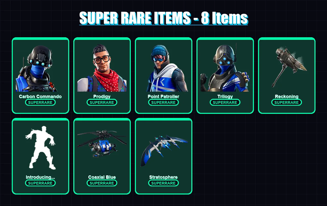 [PS4/PS5/XBOX/PC] | Carbon Commando | Prodigy | Point Patroller | Trilogy | Gear Specialist Maya | 77 skin | 48 pickaxe | 95 emote | 59 glider | Lv8 — Fortnite account