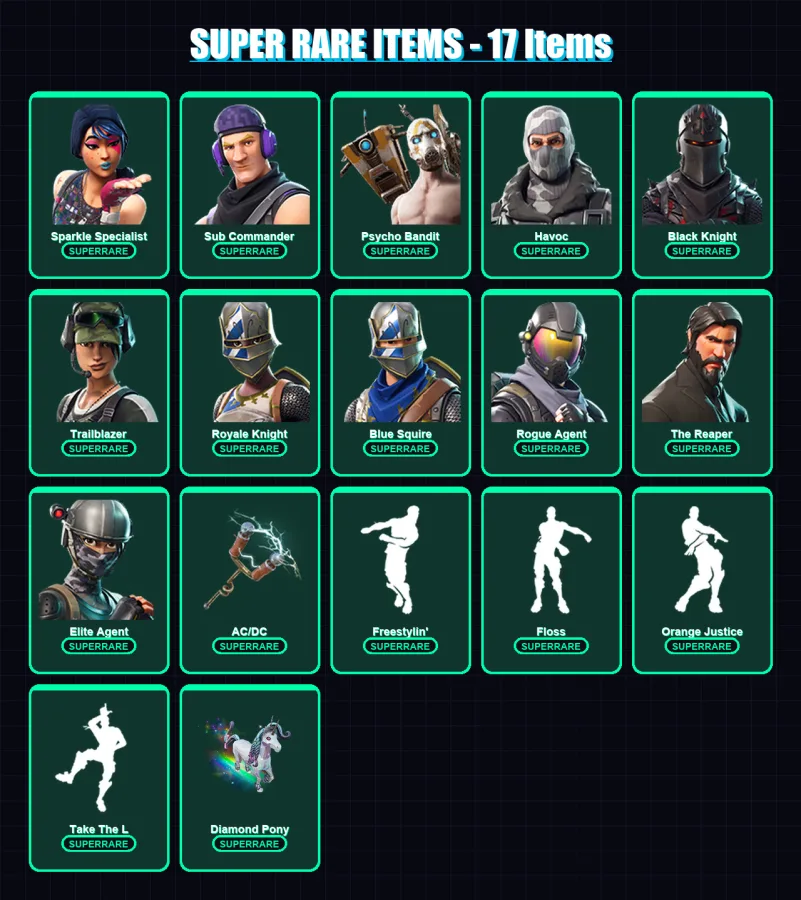[PC/PSN] | Sparkle Specialist | Sub Commander | Psycho Bandit | Havoc | Black Knight | 47 skin | 40 pickaxe | 46 emote | 42 glider | Lv526 — Game account