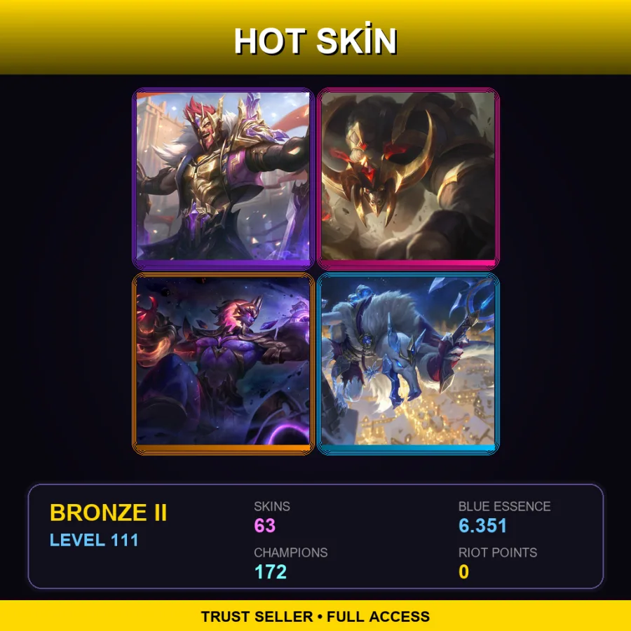 VN | Lv111 | Bronze II | 63 Skin | 172 Champ — LoL account