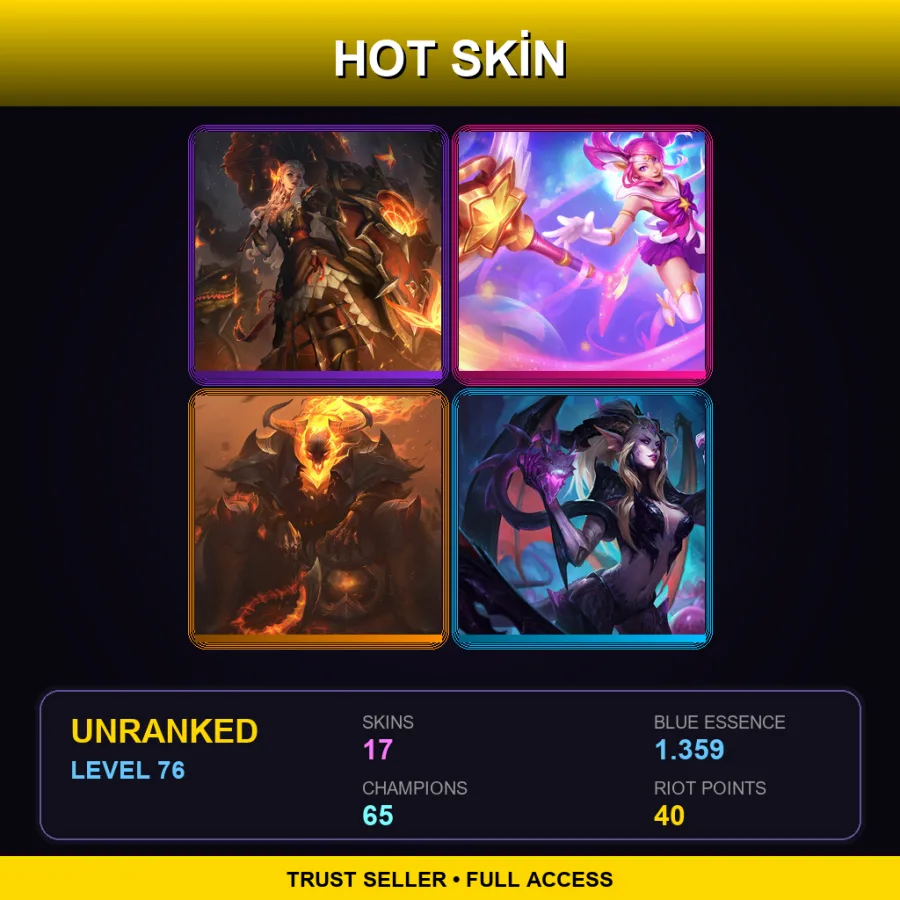 EUNE | Lv76 | Unranked | 17 Skin | 65 Champ