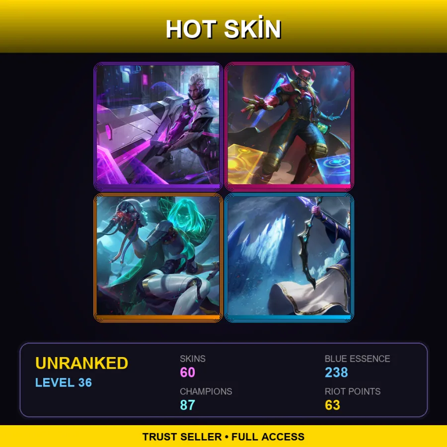 LAS | Lv36 | Unranked | 60 Skin | 87 Champ