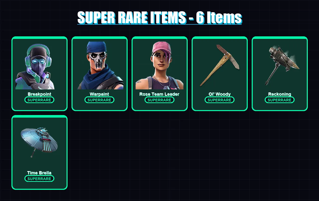 [PS4/PS5/PC] | Breakpoint | Warpaint | Rose Team Leader | Ruin | Valeria | 144 skin | 182 pickaxe | 162 emote | 147 glider | Lv2802 — Fortnite account