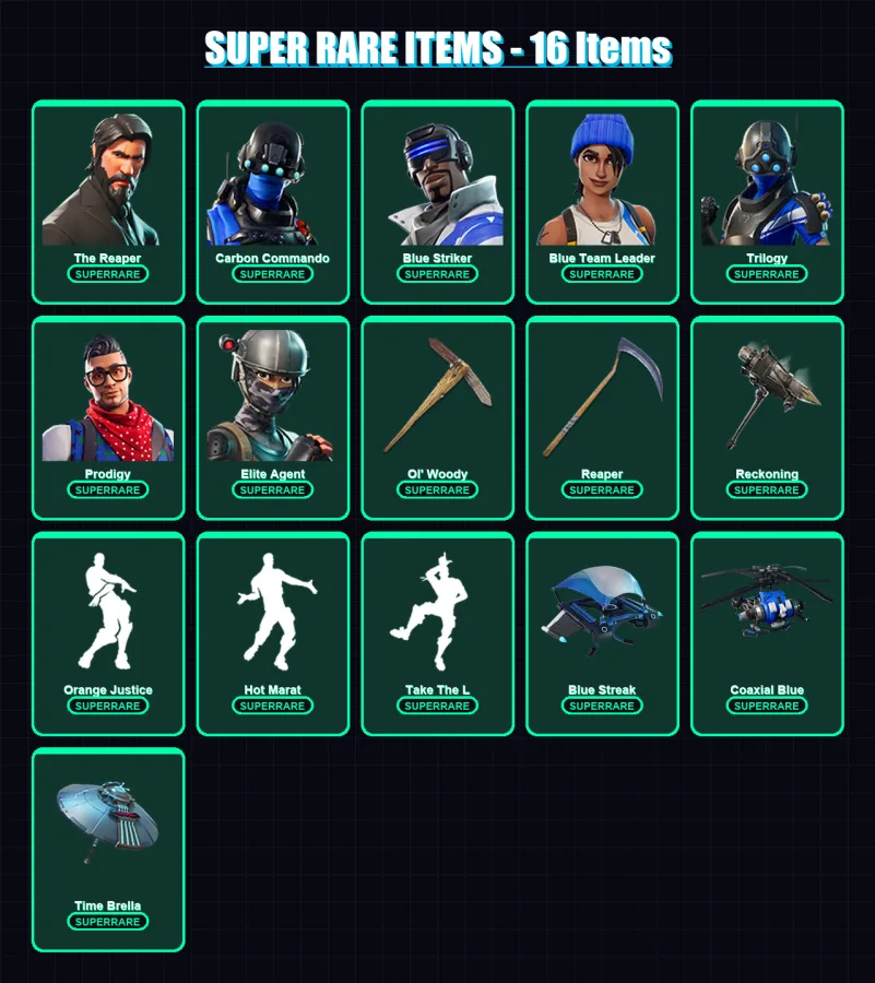 [PS4/PS5/XBOX/PC] | The Reaper | Carbon Commando | Blue Striker | 123 skin | Lv2122 — Fortnite account