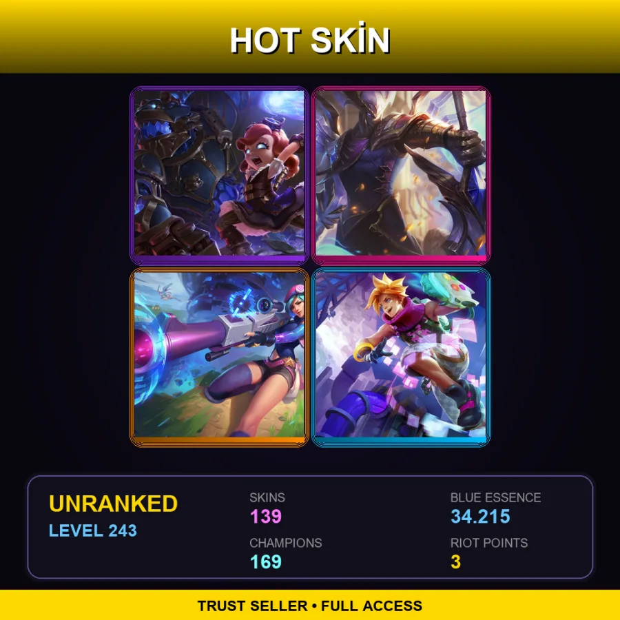 SG | Lv243 | Unranked | 139 Skin | 169 Champ — LoL account
