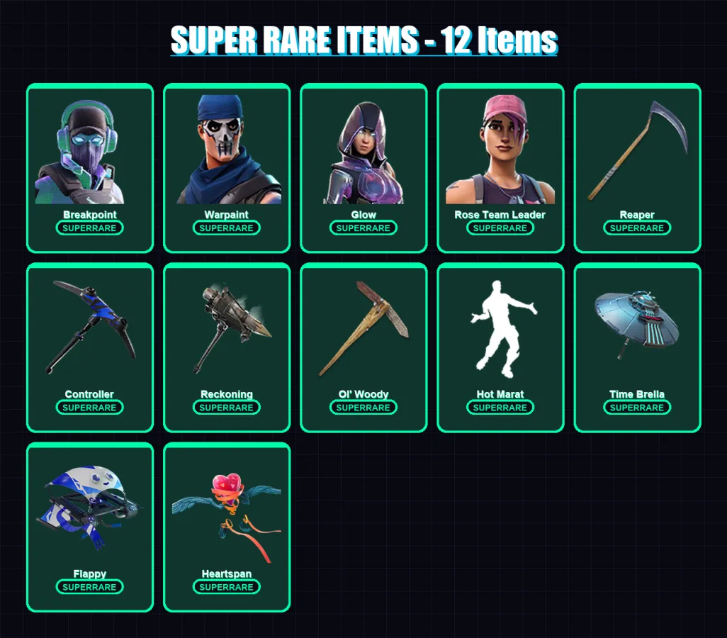 [PS4/PS5/PC] | Breakpoint | Warpaint | Glow | Rose Team Leader | Malice | 161 skin | 153 pickaxe | 151 emote | 142 glider | Lv2693