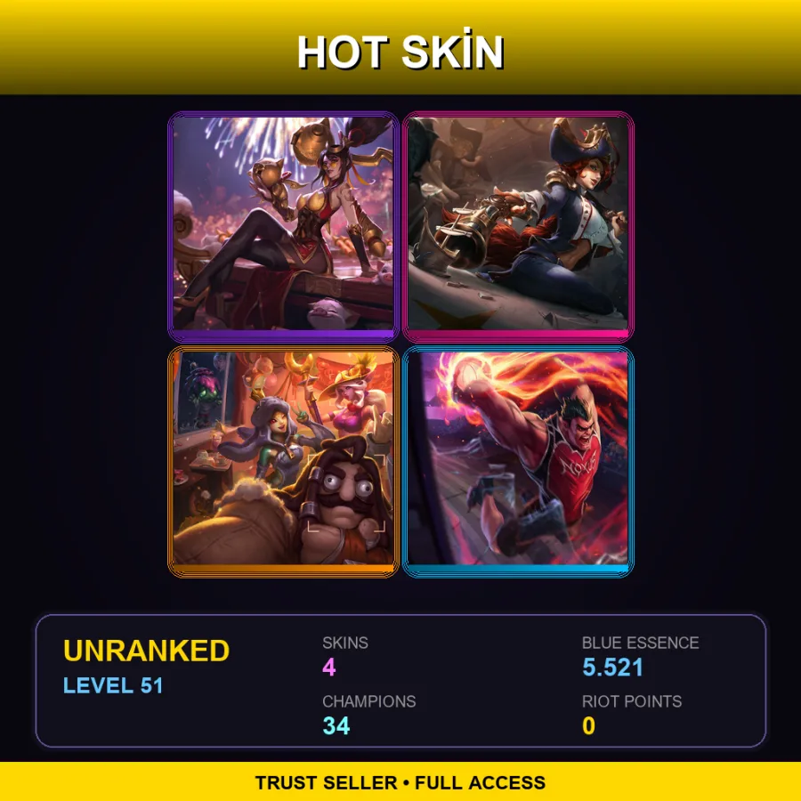 LAN | Lv51 | Unranked | 4 Skin | 34 Champ