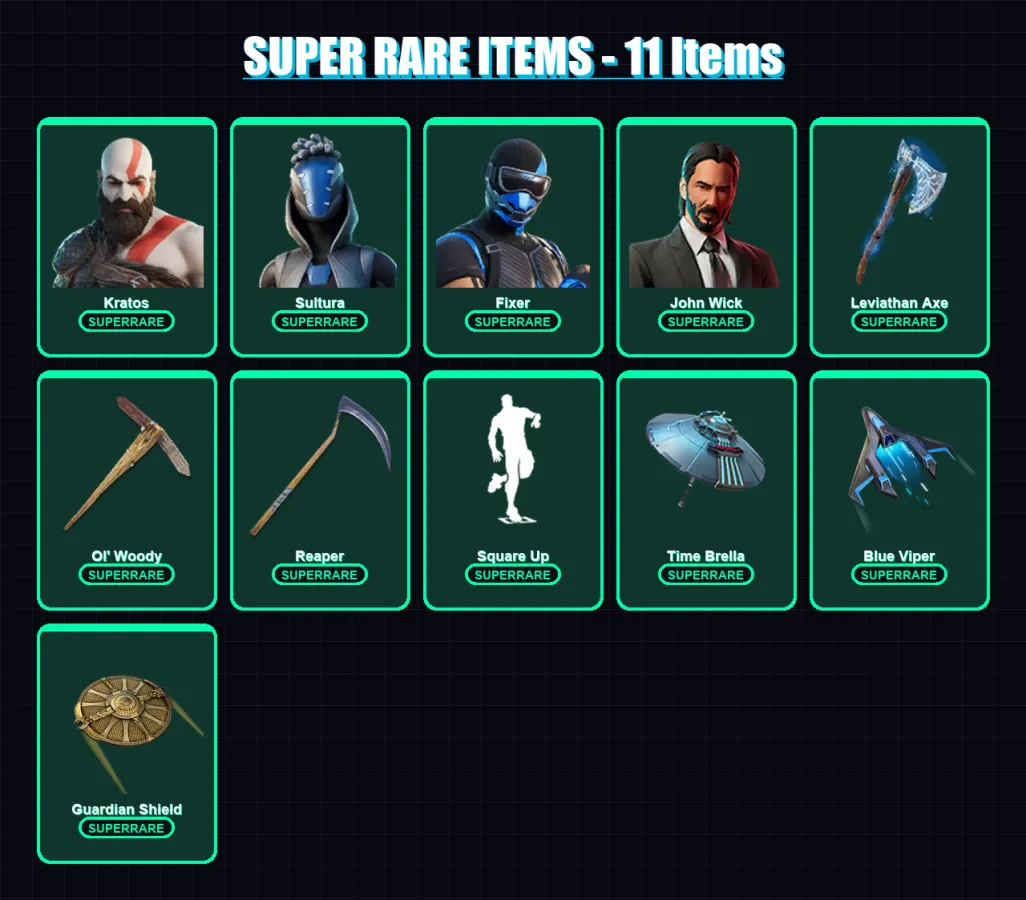 [PS4/PS5/PC] | Kratos | Sultura | Fixer | John Wick | Joey | 202 skin | 263 pickaxe | 178 emote | 189 glider | Lv3646